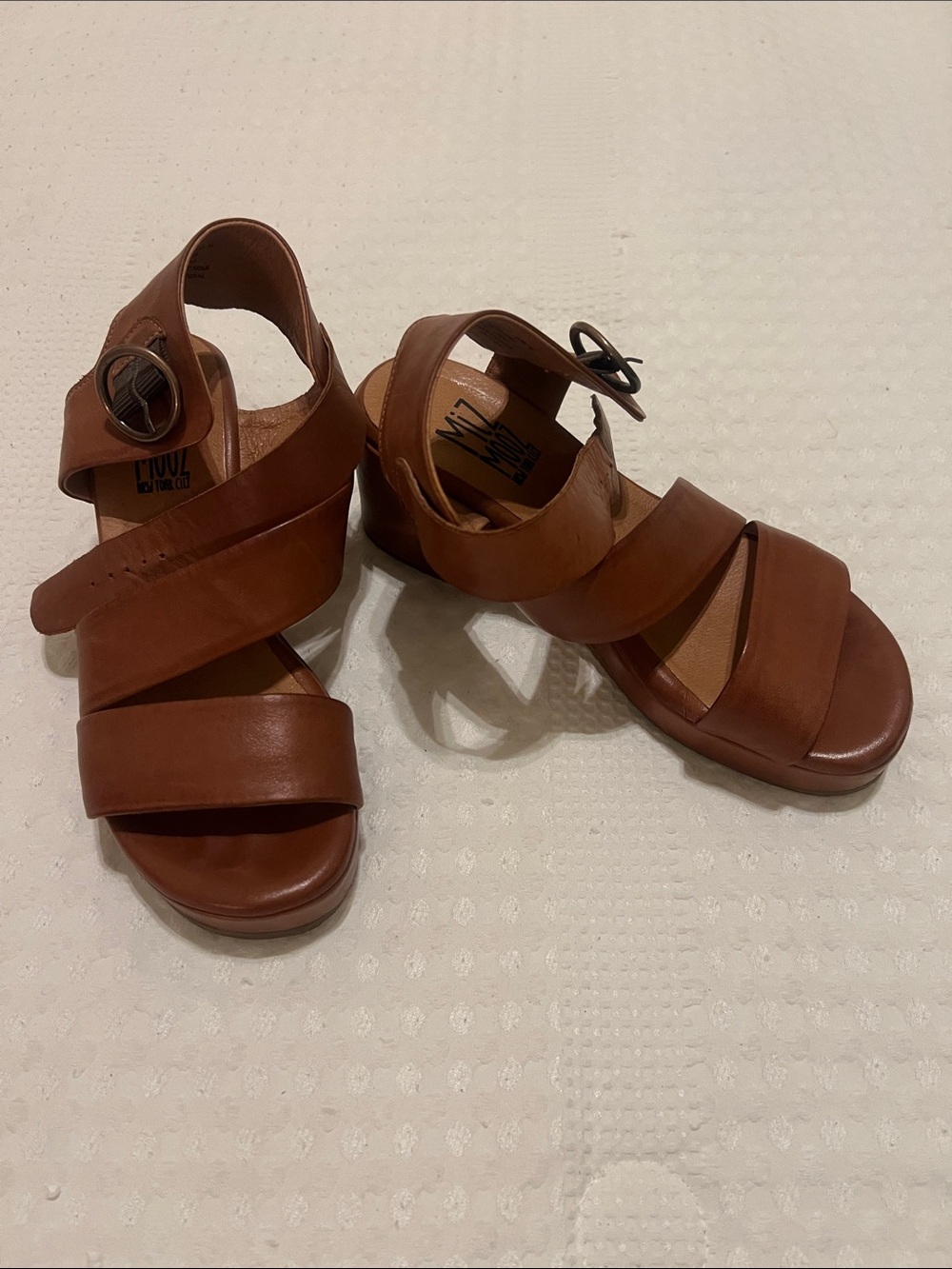 Miz Mooz Cognac Strappy Leather Sandals